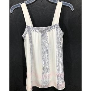 Gap White Silk Tank with Blue Detail.  Size S.